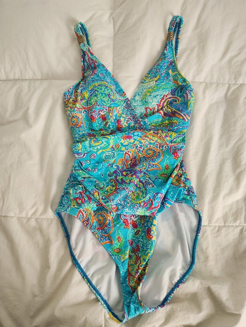 Lauren Ralph Lauren Maharaja Paisley Underwire One-Piece Swimsuit like new